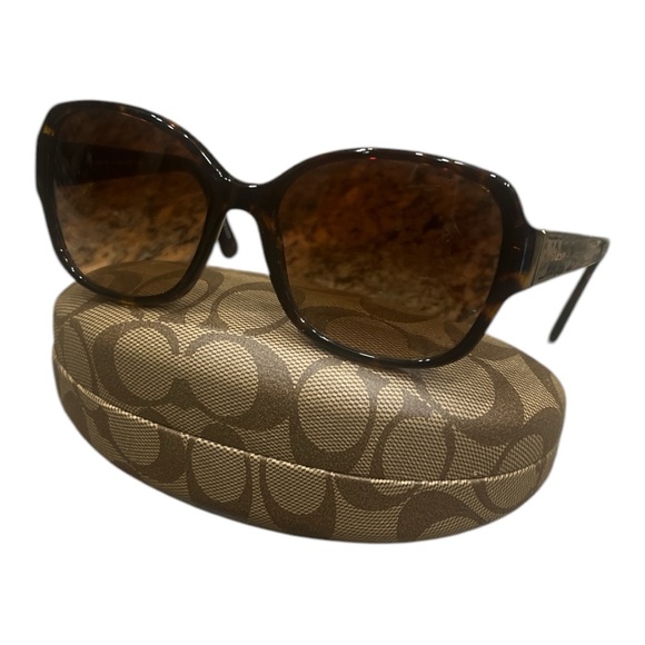 Coach  Tortoise Shell Sunglasses & Case - Picture 1 of 13